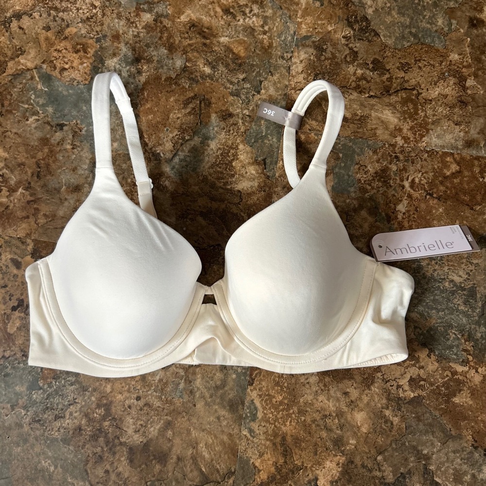 Ambrielle Super Soft Full Coverage Bra Womens Size 36C White Underwire